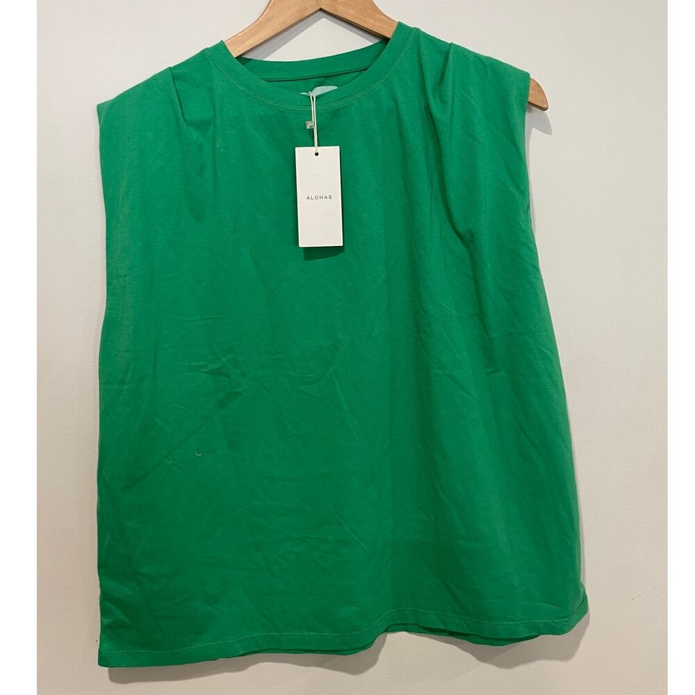 NWT Alohas Chilli Sleeveless Crew Neck Tank Top Evergreen Women's Size Large